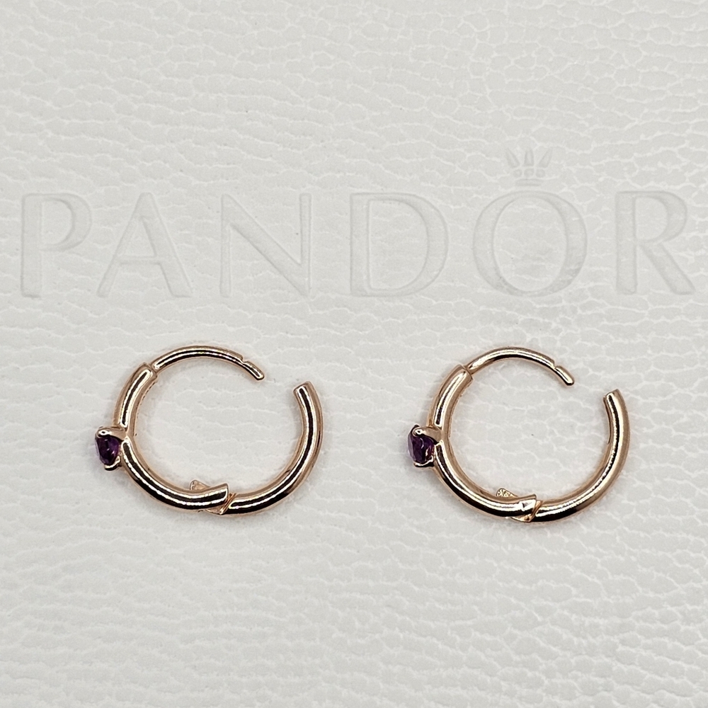 🎁 Authentic Pandora ROSE HOOP EARRINGS - Picture 5 of 9